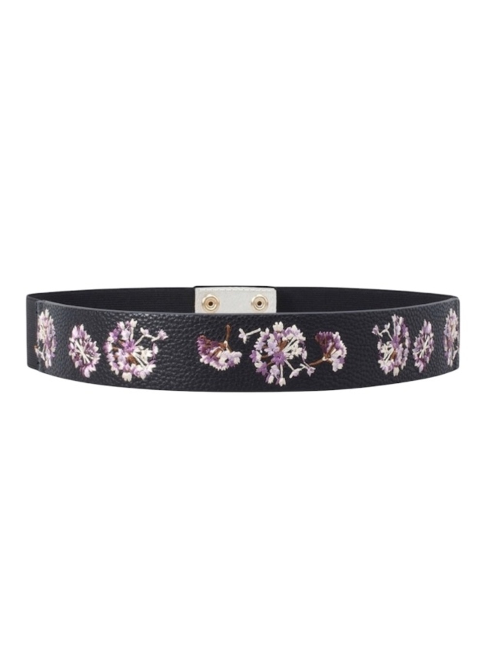 White House Black Market Black Floral Embroidered Leather Belt Size Small